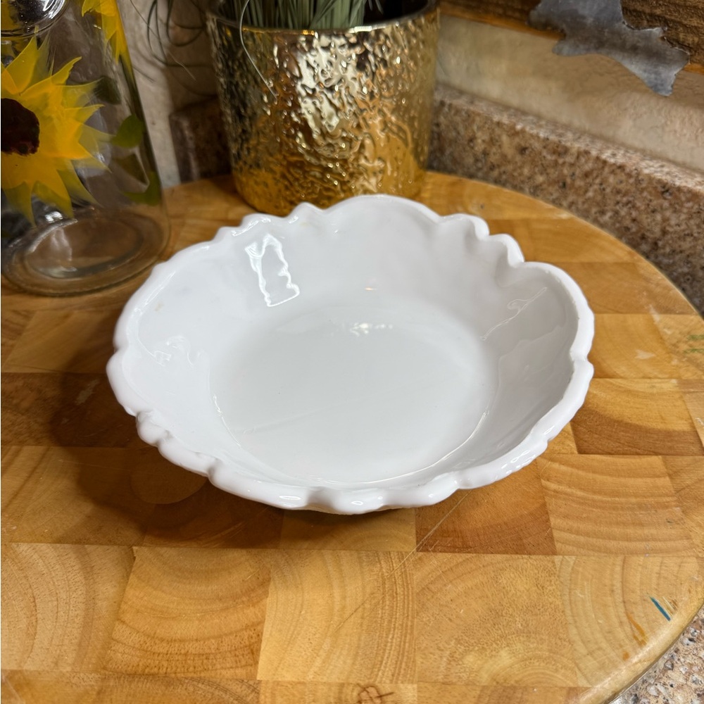 Vintage Milk Glass Pear Bowl 7”